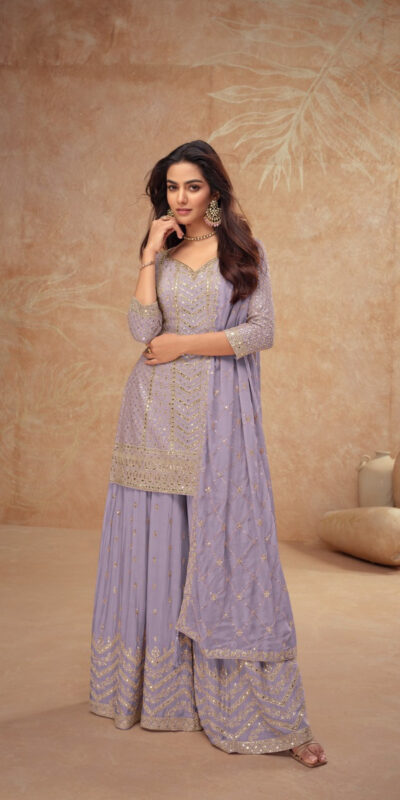 Lavender Chinon Sequence Work Salwar Suit | Jump Suits, Salwar suit, Casual Suits, Creative suits, Designer Suits, Palazzo Suits, Party Wear Suits, Patiala Suits, Straight Suits