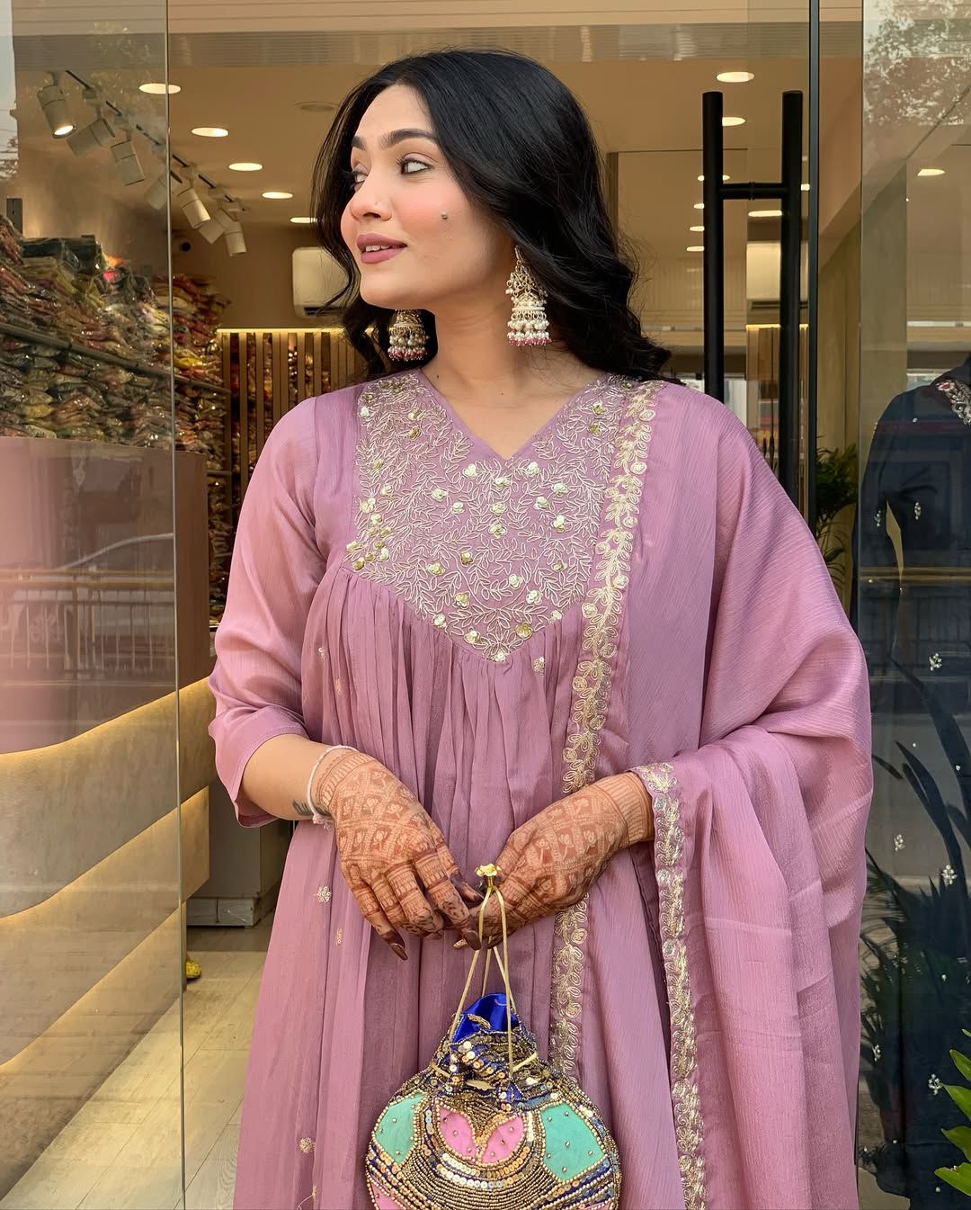 Lavender Cotton Silk Mirror Work Salwar Suit | Jump Suits, Salwar suit, Casual Suits, Creative suits, Designer Suits, Palazzo Suits, Party Wear Suits, Patiala Suits, Straight Suits