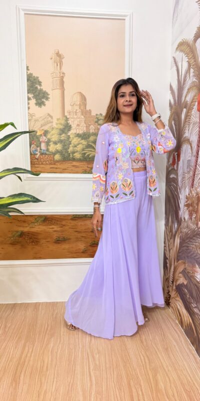 Lavender Faux Georgette Embroider Salwar Suit | Jump Suits, Salwar suit, Casual Suits, Creative suits, Designer Suits, Palazzo Suits, Party Wear Suits, Patiala Suits, Straight Suits