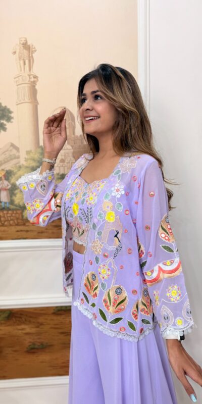 Lavender Faux Georgette Embroider Salwar Suit | Jump Suits, Salwar suit, Casual Suits, Creative suits, Designer Suits, Palazzo Suits, Party Wear Suits, Patiala Suits, Straight Suits