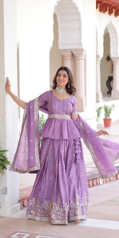 Lavender Gold Crush Embroidery Work Lehenga Choli | Lehenga, Bollywood Lehenga, Creative Lehenga, Designer Lehenga, Embroidered Lehenga, Party Wear Lehenga