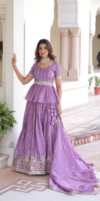 Lavender Gold Crush Embroidery Work Lehenga Choli | Lehenga, Bollywood Lehenga, Creative Lehenga, Designer Lehenga, Embroidered Lehenga, Party Wear Lehenga