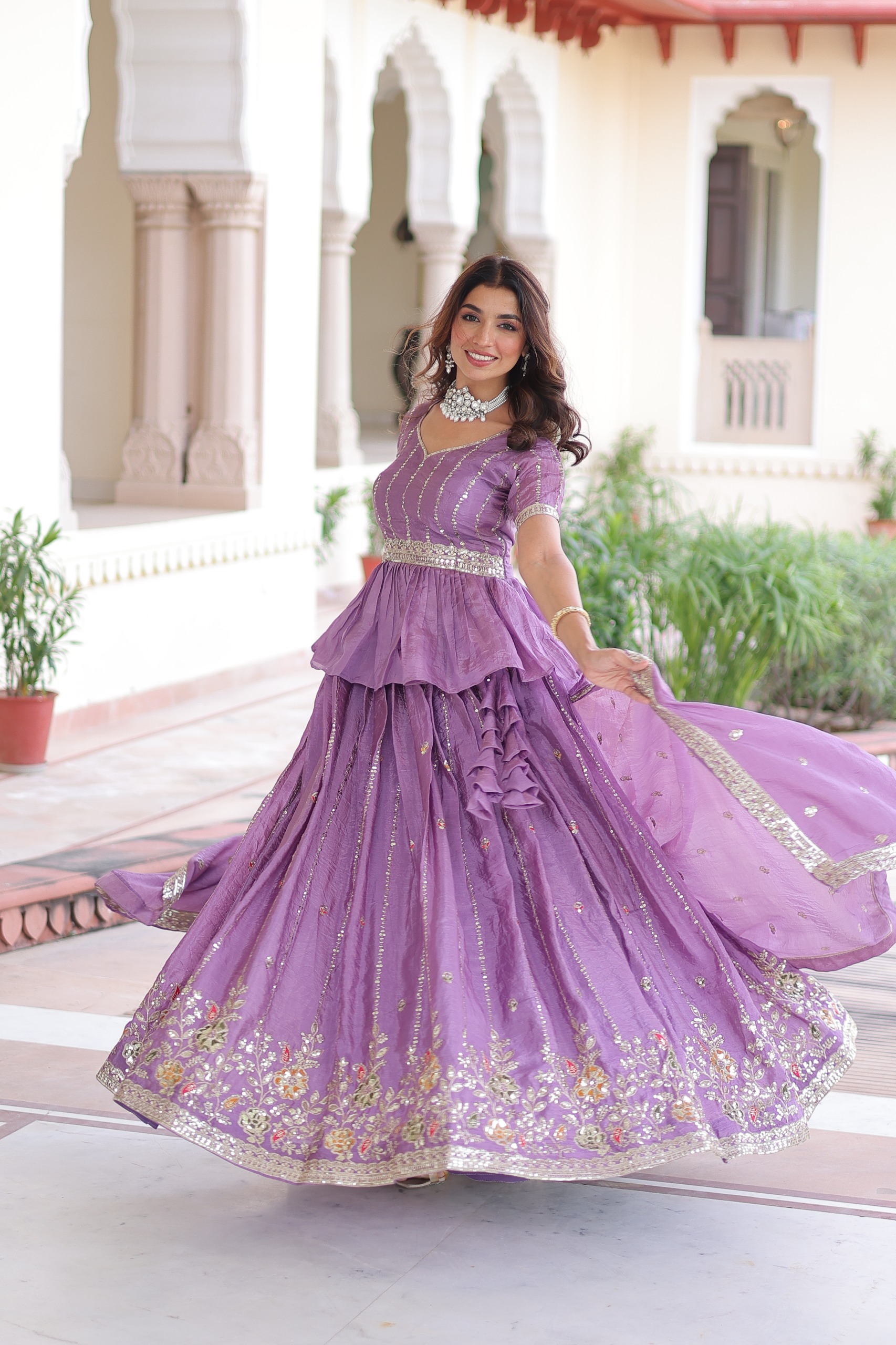 Lavender Gold Crush Embroidery Work Lehenga Choli | Lehenga, Bollywood Lehenga, Creative Lehenga, Designer Lehenga, Embroidered Lehenga, Party Wear Lehenga