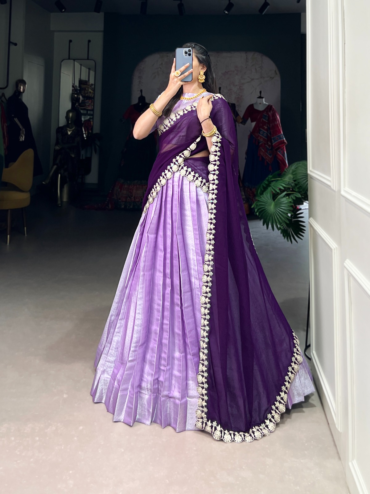 Lavender Jacquard Weaving Lehenga Choli | Lehenga, Bollywood Lehenga, Creative Lehenga, Designer Lehenga, Embroidered Lehenga, Party Wear Lehenga