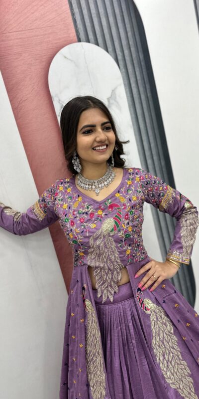 Lavender Vichitra Sequence Work Lehenga Choli | Lehenga, Bollywood Lehenga, Creative Lehenga, Designer Lehenga, Embroidered Lehenga, Party Wear Lehenga