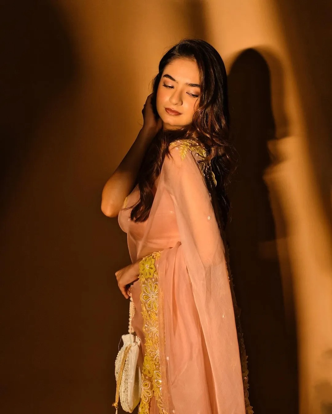 Light Peach Soft Organza Sequence Zari Work Saree | Sarees, Bollywood Sarees, Creative Sarees, Designer Sarees, Embroidered Sarees, Ethnic Saree, Modern Digital sarees, Party Wear Sarees