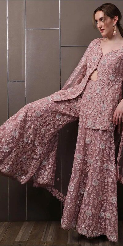 Light Pink Faux Georgette Lace Work Salwar Suit | Jump Suits, Salwar suit, Casual Suits, Creative suits, Designer Suits, Palazzo Suits, Party Wear Suits, Patiala Suits, Straight Suits