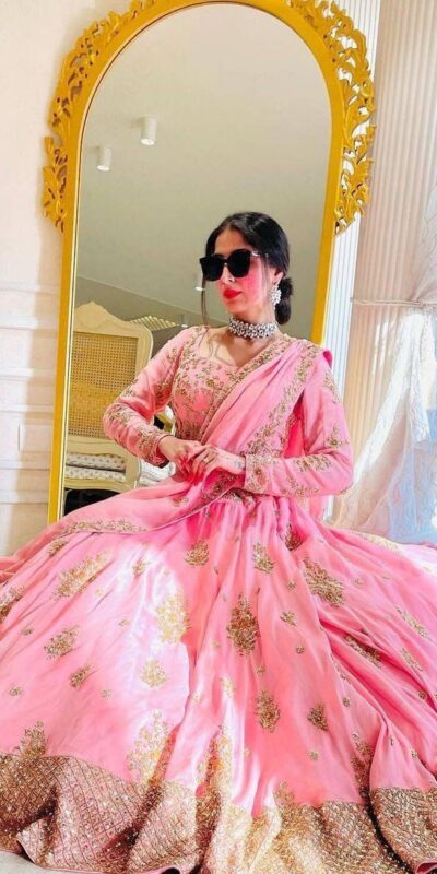 Light Pink Fox Georgette Embroidery Sequins Work Lehenga Choli | Lehenga, Bollywood Lehenga, Creative Lehenga, Designer Lehenga, Embroidered Lehenga, Party Wear Lehenga