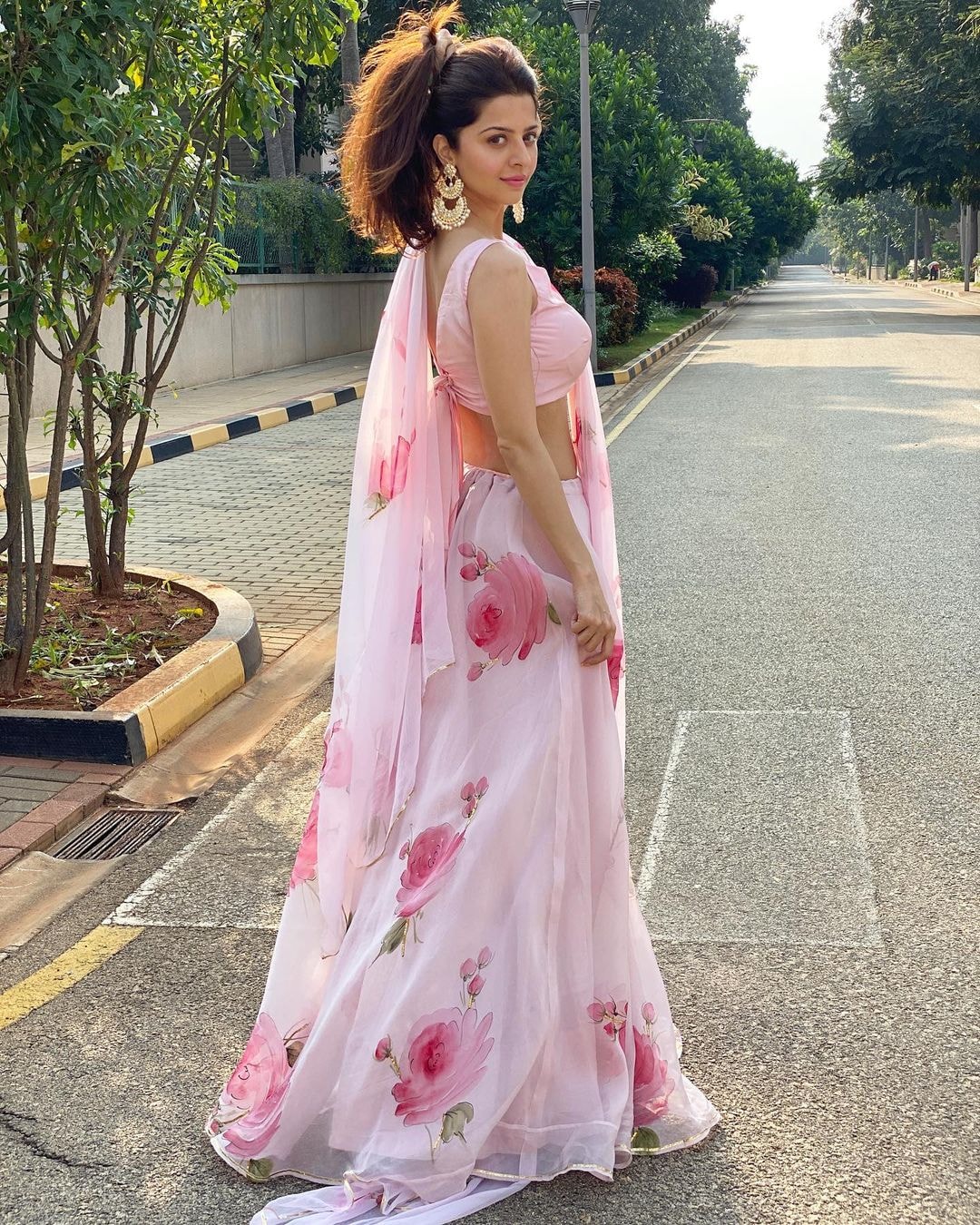 Light Pink Georgette Digital Print Lehenga Choli | Lehenga, Bollywood Lehenga, Creative Lehenga, Designer Lehenga, Embroidered Lehenga, Party Wear Lehenga