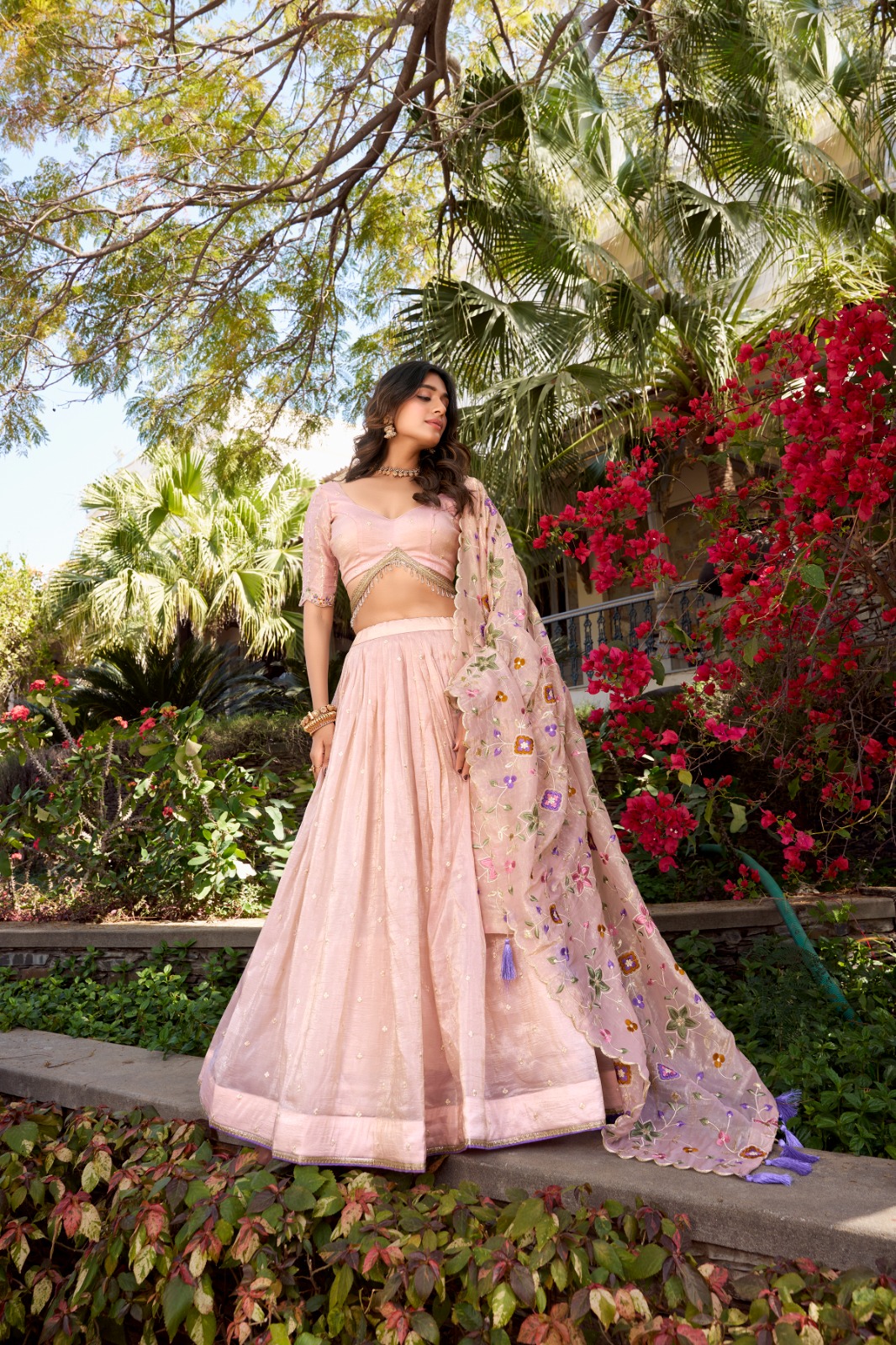 Light Pink Gold Crush Sequins Lehenga Choli | Lehenga, Bollywood Lehenga, Creative Lehenga, Designer Lehenga, Embroidered Lehenga, Party Wear Lehenga