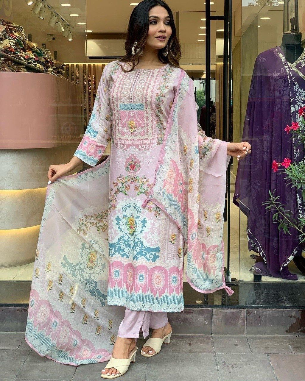 Light Pink Maslin Digital Printed Salwar Suit | Jump Suits, Salwar suit, Casual Suits, Creative suits, Designer Suits, Palazzo Suits, Party Wear Suits, Patiala Suits, Straight Suits
