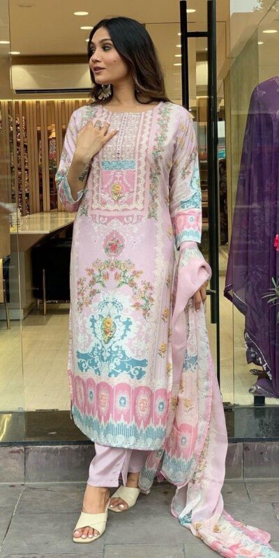 Light Pink Maslin Digital Printed Salwar Suit | Jump Suits, Salwar suit, Casual Suits, Creative suits, Designer Suits, Palazzo Suits, Party Wear Suits, Patiala Suits, Straight Suits