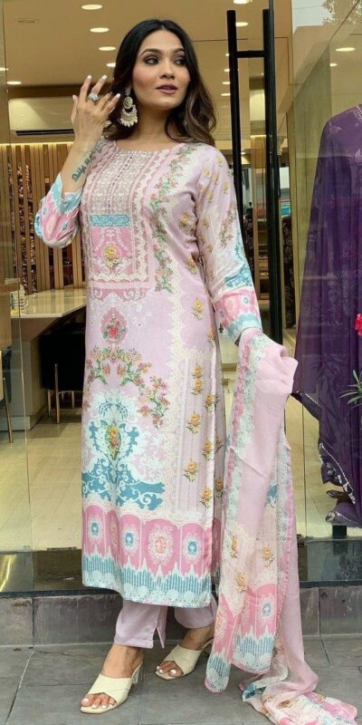 Light Pink Maslin Digital Printed Salwar Suit | Jump Suits, Salwar suit, Casual Suits, Creative suits, Designer Suits, Palazzo Suits, Party Wear Suits, Patiala Suits, Straight Suits