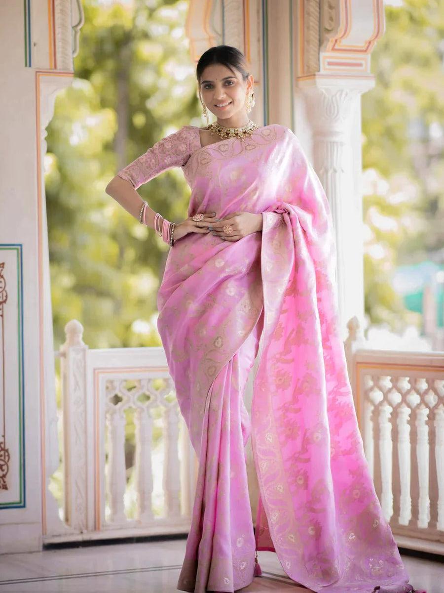 Light Pink Soft Litchi Silk All Over Weaving Saree | Sarees, Bollywood Sarees, Creative Sarees, Designer Sarees, Embroidered Sarees, Ethnic Saree, Modern Digital sarees, Party Wear Sarees