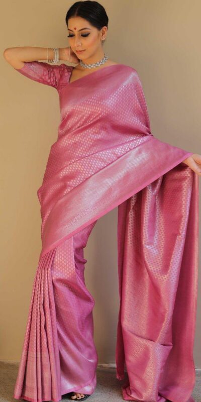 Light Pink Soft Silk Jacquard Saree | Sarees, Bollywood Sarees, Creative Sarees, Designer Sarees, Embroidered Sarees, Ethnic Saree, Modern Digital sarees, Party Wear Sarees