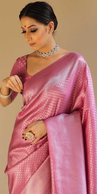Light Pink Soft Silk Jacquard Saree | Sarees, Bollywood Sarees, Creative Sarees, Designer Sarees, Embroidered Sarees, Ethnic Saree, Modern Digital sarees, Party Wear Sarees