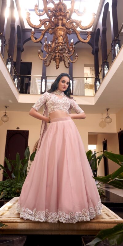 Light Pink Weone Silk Sequins Work Lehenga Choli | Lehenga, Bollywood Lehenga, Creative Lehenga, Designer Lehenga, Embroidered Lehenga, Party Wear Lehenga