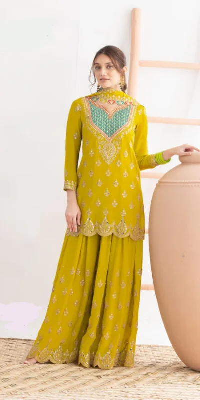 Lime Yellow Chinon Sequence Mirror Work Salwar Suit | Jump Suits, Salwar suit, Casual Suits, Creative suits, Designer Suits, Palazzo Suits, Party Wear Suits, Patiala Suits, Straight Suits