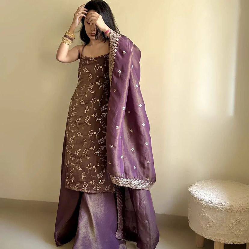 Lovely Lavender Zimmy Silk Sequence Work Salwar Suit | Jump Suits, Salwar suit, Casual Suits, Creative suits, Designer Suits, Palazzo Suits, Party Wear Suits, Patiala Suits, Straight Suits