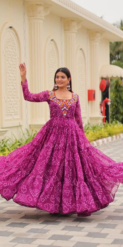 Ram 119 Pink Faux Georgette Gown with Mirror Work. Wedding, Party, Festive, Events Special Price ₹1899. Delivery 4-6 Working Days. Shop now. | Gowns, Bollywood Gowns, Creative Gowns, Designer Gowns, Embroidered Gowns, Party Wear Gowns