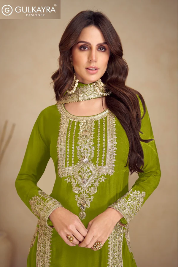 Mahendi Chinon Multi Embroidery Work Salwar Suit | Jump Suits, Tops & Bottoms, Track Suits, Salwar suit, Casual Suits, Creative suits, Designer Suits, Palazzo Suits, Party Wear Suits, Patiala Suits, Straight Suits, Trendy Wear