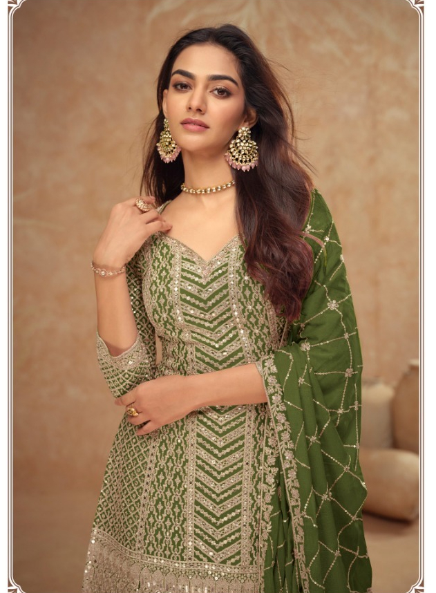 Mahendi Chinon Sequence Work Salwar Suit | Jump Suits, Salwar suit, Casual Suits, Creative suits, Designer Suits, Palazzo Suits, Party Wear Suits, Patiala Suits, Straight Suits