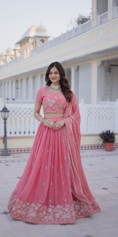 Majestic Gajri Fendi Silk Embroider Work Lehenga Choli | Lehenga, Bollywood Lehenga, Creative Lehenga, Designer Lehenga, Embroidered Lehenga, Party Wear Lehenga