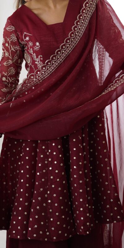 Maroon Crunchy Silk Embroidery Work Salwar Suit | Jump Suits, Salwar suit, Casual Suits, Creative suits, Designer Suits, Palazzo Suits, Party Wear Suits, Patiala Suits, Straight Suits