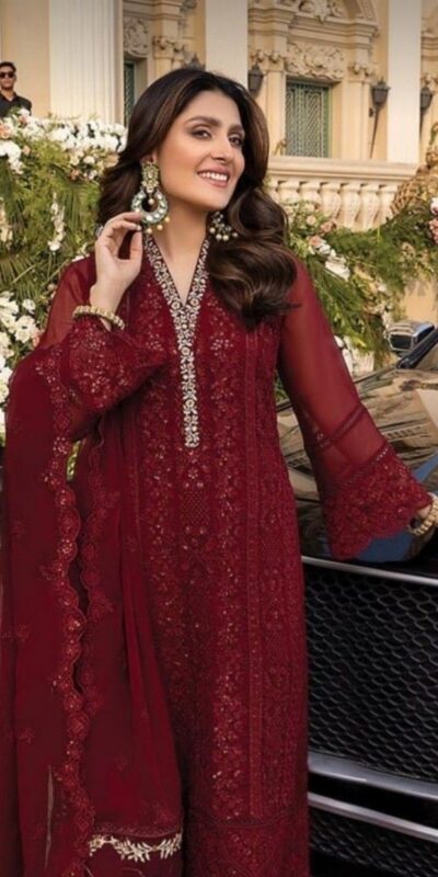 Maroon Faux Georgette Embroider Work Salwar Suit | Jump Suits, Salwar suit, Casual Suits, Creative suits, Designer Suits, Palazzo Suits, Party Wear Suits, Patiala Suits, Straight Suits