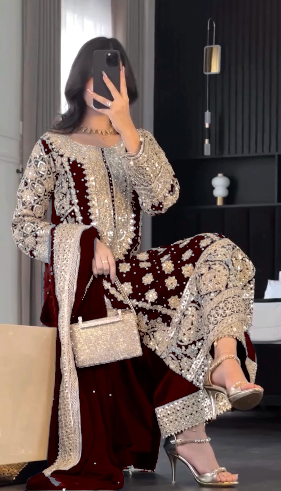 Maroon Faux Georgette Embroidery Salwar Suit | Jump Suits, Salwar suit, Casual Suits, Creative suits, Designer Suits, Palazzo Suits, Party Wear Suits, Patiala Suits, Straight Suits