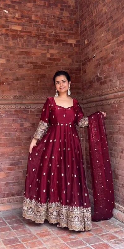 Maroon Fendy Silk Embroidery Work Salwar Suit | Jump Suits, Salwar suit, Casual Suits, Creative suits, Designer Suits, Palazzo Suits, Party Wear Suits, Patiala Suits, Straight Suits
