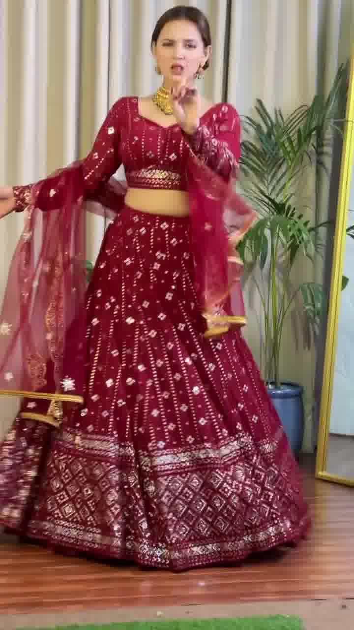 Maroon Fox Georgette Sequence Work Lehenga Choli | Lehenga, Bollywood Lehenga, Creative Lehenga, Designer Lehenga, Embroidered Lehenga, Party Wear Lehenga