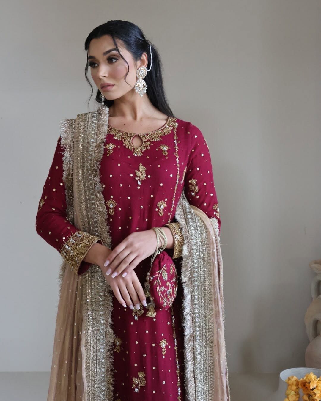 Maroon Georgette Sequence Work Salwar Suit | Jump Suits, Salwar suit, Casual Suits, Creative suits, Designer Suits, Palazzo Suits, Party Wear Suits, Patiala Suits, Straight Suits