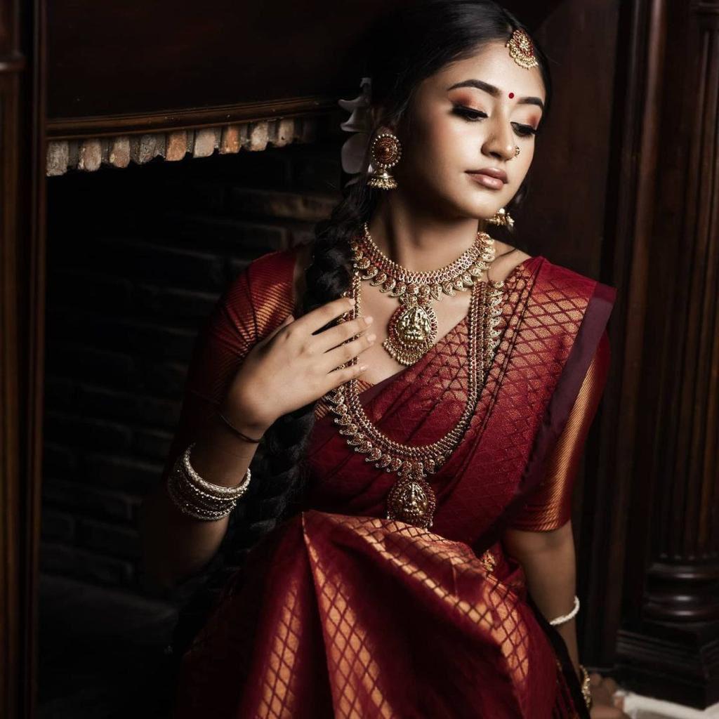 Maroon Soft Litchi Silk Jacquard Work On All Over Saree | Sarees, Bollywood Sarees, Creative Sarees, Designer Sarees, Embroidered Sarees, Ethnic Saree, Modern Digital sarees, Party Wear Sarees