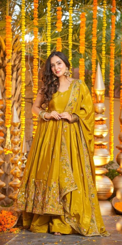 Mastered Natural Crap Silk Embroidery Work Anarkali Suit | Anarkali Suits, Bollywood Anarkali, Creative-Anarkali, Designer Anarkali, Embroidered Anarkali, Party Wear Anarkali