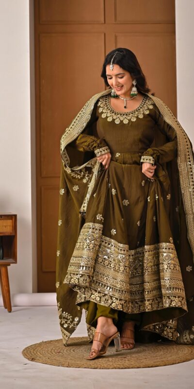 Mehandi NC Vichitra Silk Embroidery Work Salwar Suit | Jump Suits, Salwar suit, Casual Suits, Creative suits, Designer Suits, Palazzo Suits, Party Wear Suits, Patiala Suits, Straight Suits