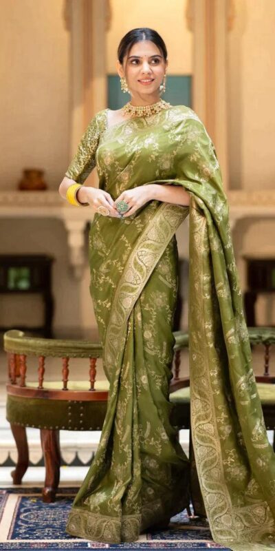 Mehandi Soft Litchi Silk All Over Weaving Saree | Sarees, Bollywood Sarees, Creative Sarees, Designer Sarees, Embroidered Sarees, Ethnic Saree, Modern Digital sarees, Party Wear Sarees