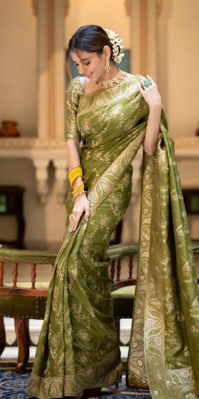 Mehandi Soft Litchi Silk All Over Weaving Saree | Sarees, Bollywood Sarees, Creative Sarees, Designer Sarees, Embroidered Sarees, Ethnic Saree, Modern Digital sarees, Party Wear Sarees