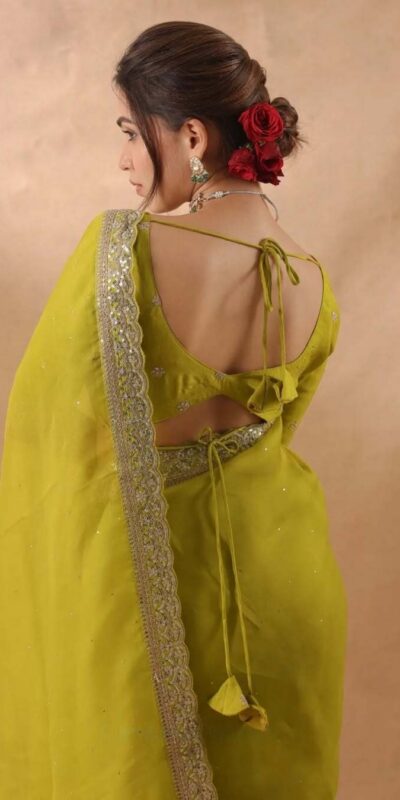 Mehendi Organza Silk With Embroidery Work Saree | Sarees, Bollywood Sarees, Creative Sarees, Designer Sarees, Embroidered Sarees, Ethnic Saree, Modern Digital sarees, Party Wear Sarees