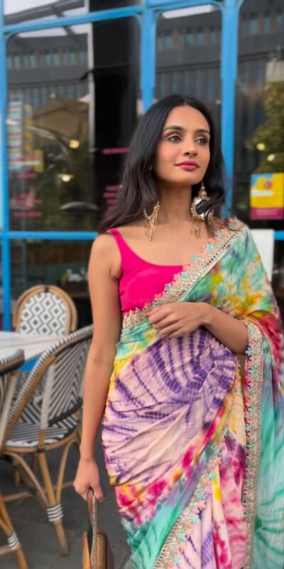Multi Chinon fabric Embroidery Coding Sequins Lace Saree | Sarees, Bollywood Sarees, Creative Sarees, Designer Sarees, Embroidered Sarees, Ethnic Saree, Modern Digital sarees, Party Wear Sarees