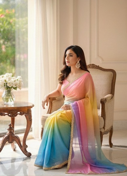 Multi Organza Embroidery Work Digital Print Saree | Sarees, Bollywood Sarees, Creative Sarees, Designer Sarees, Embroidered Sarees, Ethnic Saree, Modern Digital sarees, Party Wear Sarees