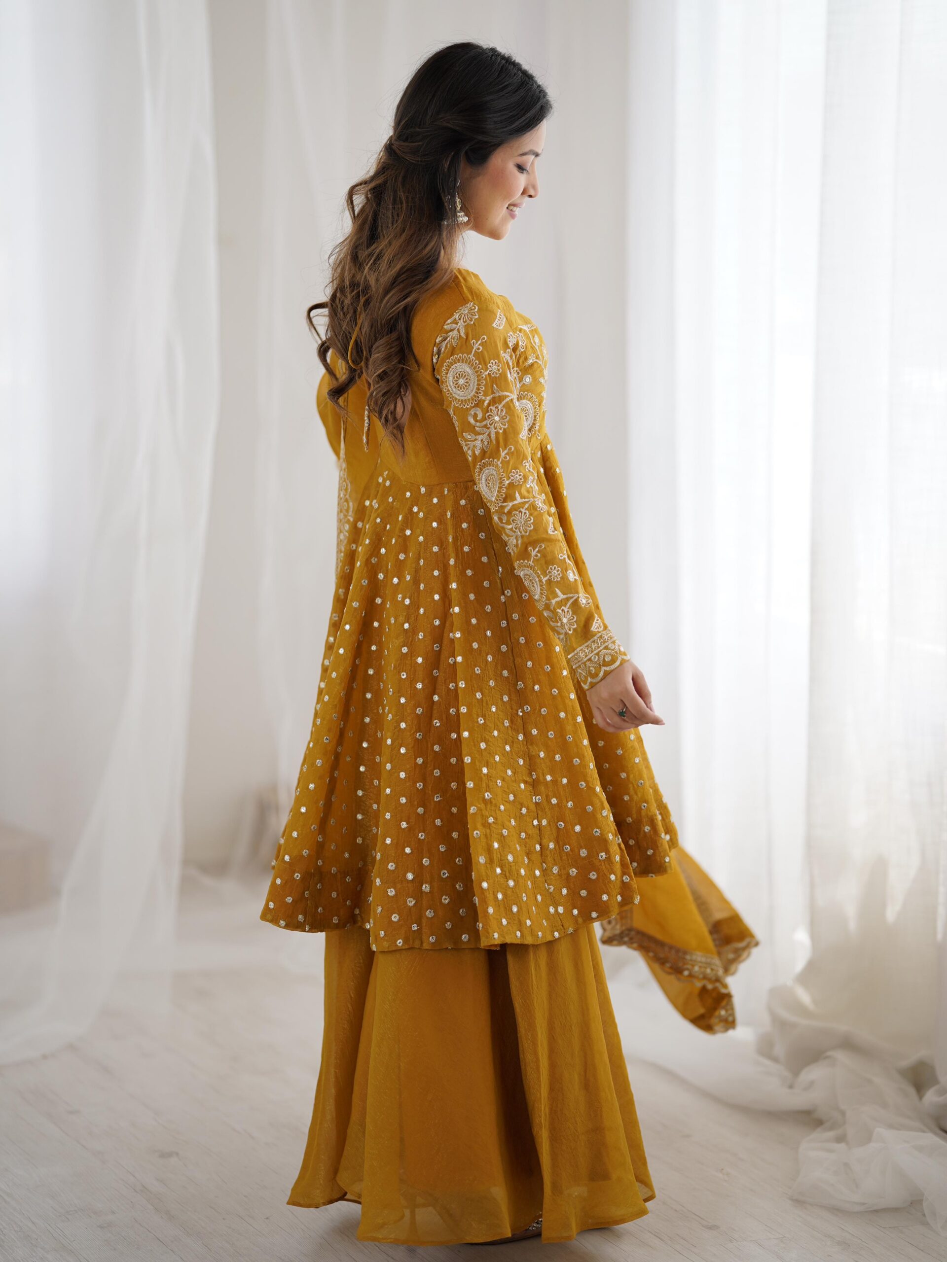 Mustard Crunchy Silk Embroidery Work Salwar Suit | Jump Suits, Salwar suit, Casual Suits, Creative suits, Designer Suits, Palazzo Suits, Party Wear Suits, Patiala Suits, Straight Suits