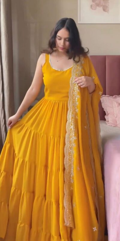 Mustard Faux Georgette Lace Work Salwar Suit | Jump Suits, Tops & Bottoms, Track Suits, Salwar suit, Casual Suits, Creative suits, Designer Suits, Palazzo Suits, Party Wear Suits, Patiala Suits, Straight Suits, Trendy Wear
