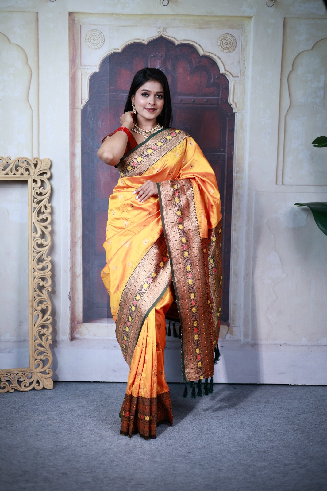 Mustard Paithani Ajanta Lotus With Lace Work Saree | Sarees, Bollywood Sarees, Creative Sarees, Designer Sarees, Embroidered Sarees, Ethnic Saree, Modern Digital sarees, Party Wear Sarees