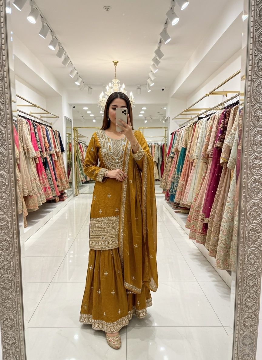 Mustered Fendy Silk Mirror Embroider Work Salwar Suit | Jump Suits, Salwar suit, Casual Suits, Creative suits, Designer Suits, Palazzo Suits, Party Wear Suits, Patiala Suits, Straight Suits