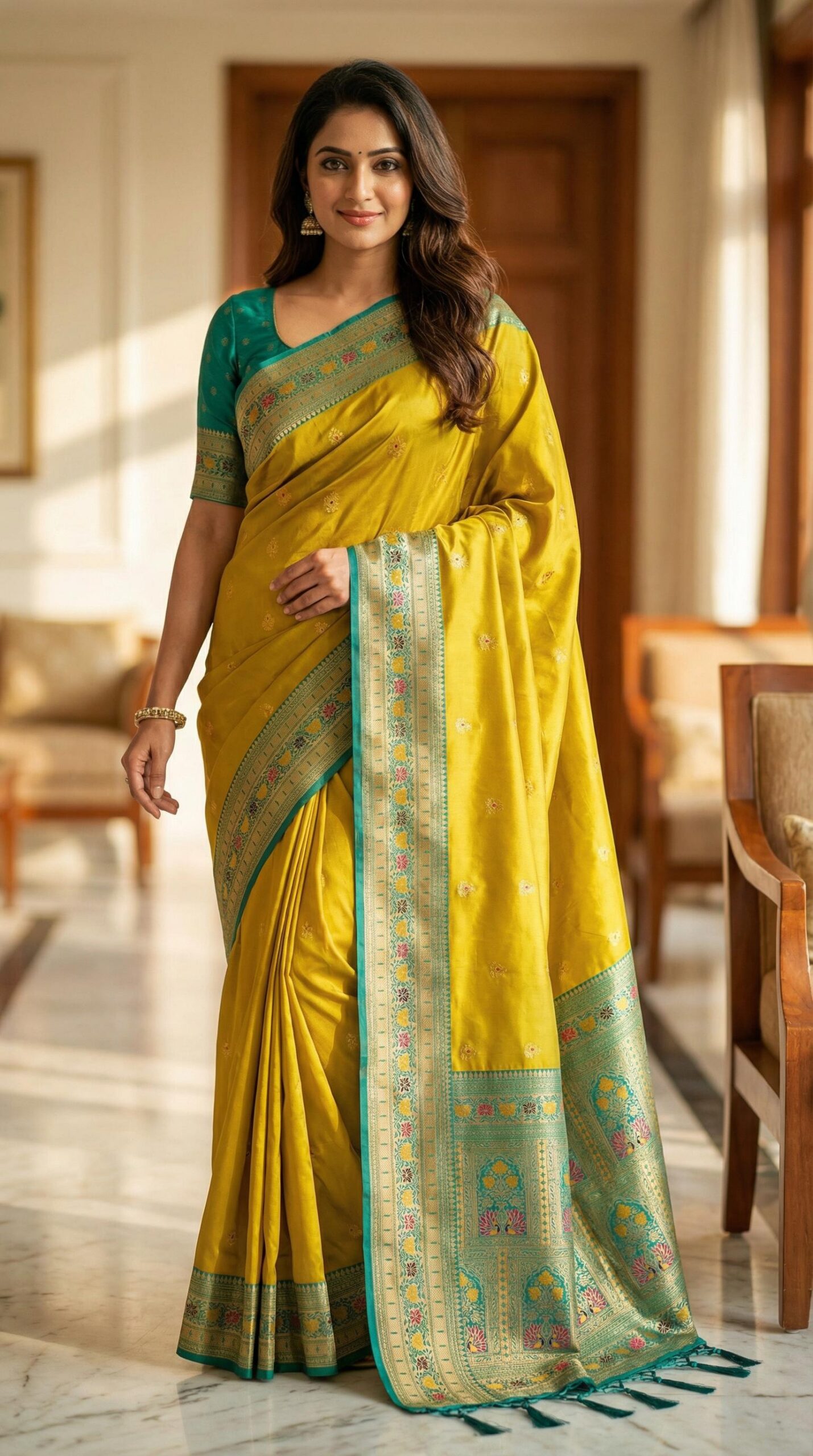 Mustered Meenakari Lace Zari Work Saree | Sarees, Bollywood Sarees, Creative Sarees, Designer Sarees, Embroidered Sarees, Ethnic Saree, Modern Digital sarees, Party Wear Sarees