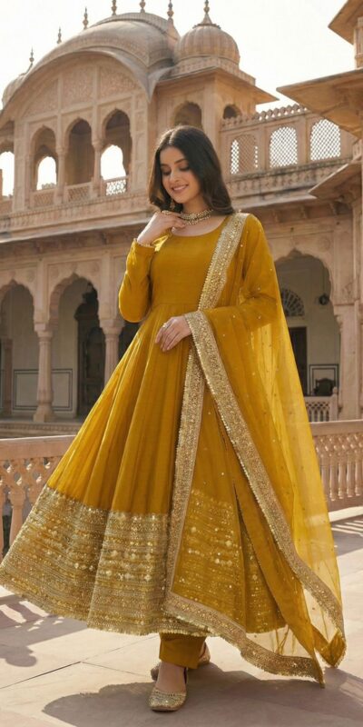 Mustered Roman Silk Embroidery Lace Work Gown | Gowns, Bollywood Gowns, Creative Gowns, Designer Gowns, Embroidered Gowns, Party Wear Gowns