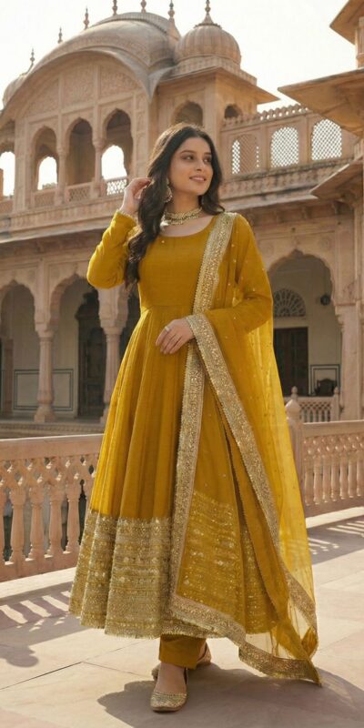 Mustered Roman Silk Embroidery Lace Work Gown | Gowns, Bollywood Gowns, Creative Gowns, Designer Gowns, Embroidered Gowns, Party Wear Gowns
