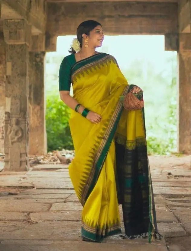 Mustered Soft Lichi Silk Jacquard Border Saree | Sarees, Bollywood Sarees, Creative Sarees, Designer Sarees, Embroidered Sarees, Ethnic Saree, Modern Digital sarees, Party Wear Sarees