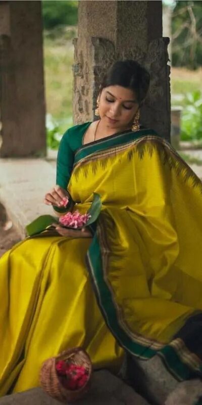 Mustered Soft Lichi Silk Jacquard Border Saree | Sarees, Bollywood Sarees, Creative Sarees, Designer Sarees, Embroidered Sarees, Ethnic Saree, Modern Digital sarees, Party Wear Sarees